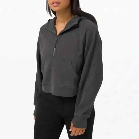 LULULEMON Gray Scuba Oversized Half-Zip Hoodie - Picture 1 of 10